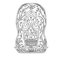 Stylized Skull Graphic Illustration With Details