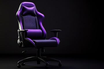 Luxurious Purple Gaming Chair: Ergonomic Design in Dark Studio
