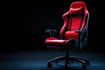 Red Ergonomic Gaming Chair: Sleek Design, Dramatic Lighting