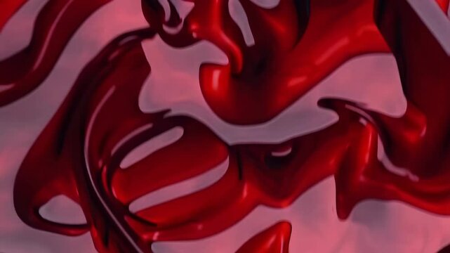 Dynamic red liquid waves  fluid abstract movement in art and design