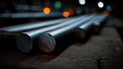 Hot steel bar transformation into multiple thin round shapes in industrial manufacturing process with vibrant colors lowercase
