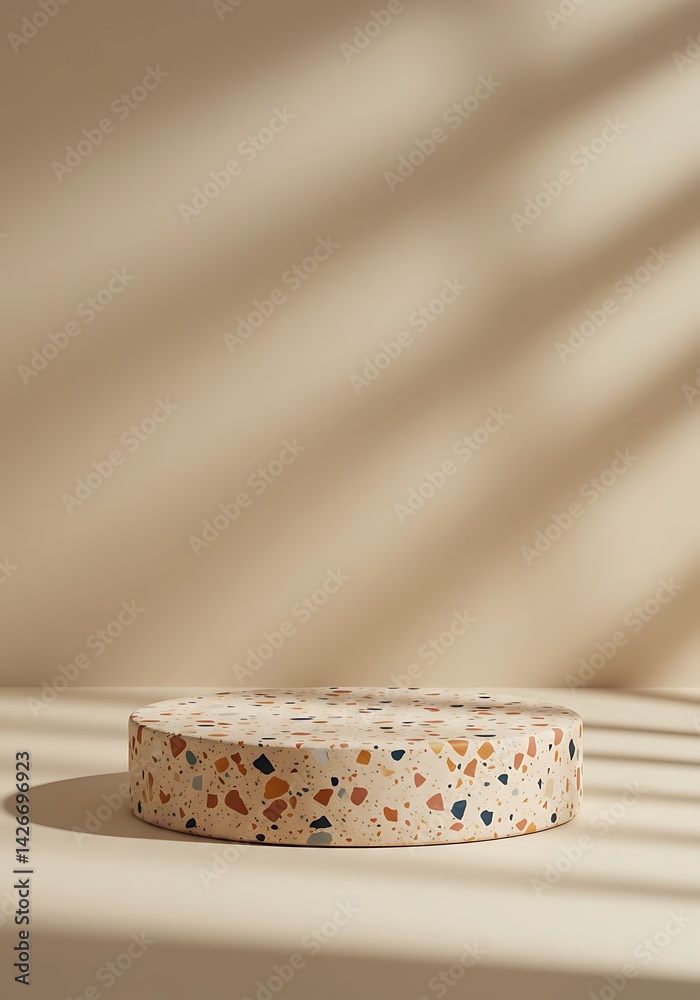 Poster terrazzo display stand round stage with shadow pattern