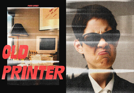 Old Printer Scan Distortion Photo Effect