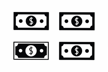 set of Dollar Bills silhouette vector illustration
