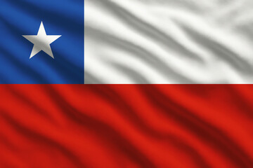 Waving flag of Chile, Chilean flag blowing in the wind, full frame smooth fold