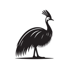 Obraz premium Cassowary Silhouette - Minimalist Cassowary Vector - Black and White Cassowary art - Illustration of Cassowary.