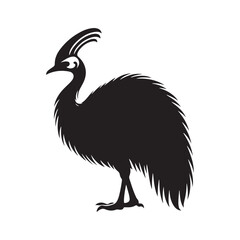 Cassowary Silhouette - Minimalist Cassowary Vector - Black and White Cassowary art - Illustration of Cassowary.