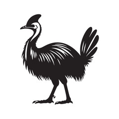 Cassowary Silhouette - Minimalist Cassowary Vector - Black and White Cassowary art - Illustration of Cassowary.
