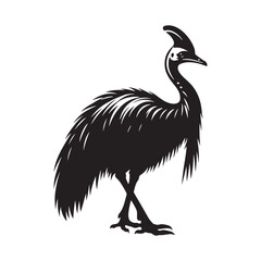 Cassowary Silhouette - Minimalist Cassowary Vector - Black and White Cassowary art - Illustration of Cassowary.