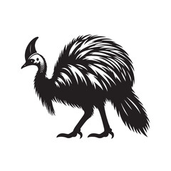 Cassowary Silhouette - Minimalist Cassowary Vector - Black and White Cassowary art - Illustration of Cassowary.