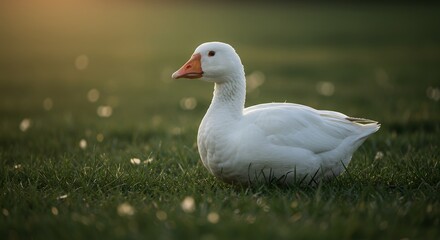 Goose Resting on Grass