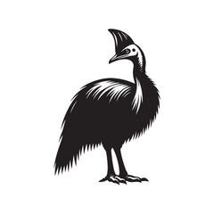 Cassowary Silhouette - Minimalist Cassowary Vector - Black and White Cassowary art - Illustration of Cassowary.