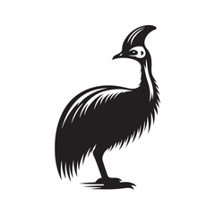 Cassowary Silhouette - Minimalist Cassowary Vector - Black and White Cassowary art - Illustration of Cassowary.