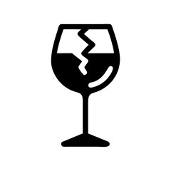 Cracked Wine Glass with Toxic Symbol Icon Design