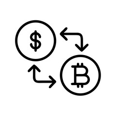 Currency Conversion with Bitcoin Icon Design