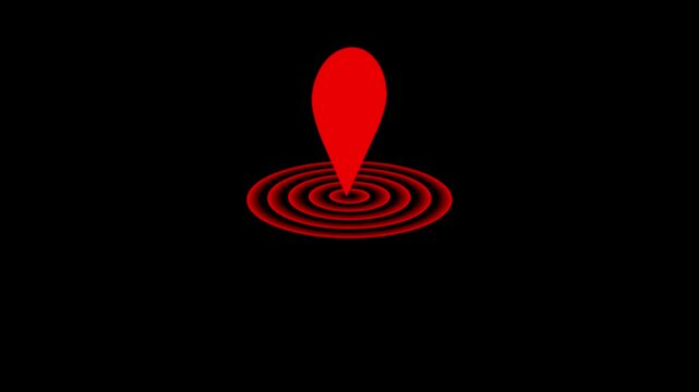 GPS location pointer animated and locator icon animation on black background Location indicator and GPS icon animation