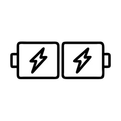 Double Battery with Lightning Symbol Icon Design