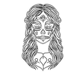 Illustrative La Catrina Figure With Flowing Hair