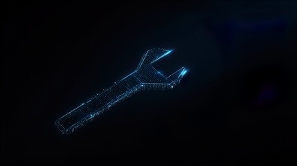 Symbolic Digital Tool Crafted from Glowing Cyan Data Abstract Technology Information Age Connectivity Future Innovation Artificial Intelligence Network Communication Design lowercase
