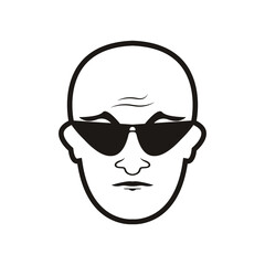 Bald Man Face  beard and mustache with Black glasses face icon vector illustration template design