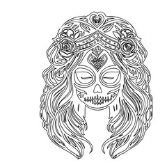 Day of the Dead Outline Illustration Design