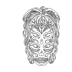 Detailed Black and White Day of the Dead Mask