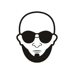 Bald Man Face  beard and mustache with Black glasses face icon vector illustration template design