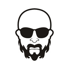 Bald Man Face  beard and mustache with Black glasses face icon vector illustration template design