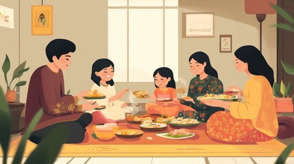 Family Feast: A Warm and Joyful Gathering Illustrated