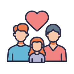 Family with Heart Support Symbol Icon Design