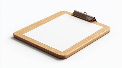 A clipboard isolated on a pure white background, realistic lighting and shadow, ideal for cut-out and compositing