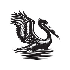 Minimal Brown pelican Vector - Brown pelican Silhouette - Black and White Brown pelican bird art - Brown pelican Illustration.