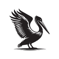 Fototapeta premium Minimal Brown pelican Vector - Brown pelican Silhouette - Black and White Brown pelican bird art - Brown pelican Illustration.