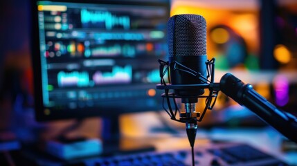 Studio Microphone:  Cyberpunk-Style Broadcast Setup