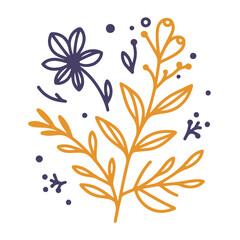 modern botanical sketch pattern with abstract garden flowers and detailed leaves for fashionable textile and digital prints

