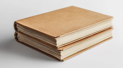A paper notebook closed, isolated on a pure white background, realistic lighting and shadow, ideal for cut-out and compositing
