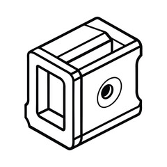 Isometric drawing of a mechanical part black and white technical illustration