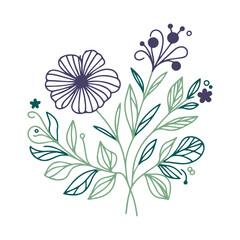 detailed minimalist flower and leaf design with artistic outlines for digital fabric printing and stylish fashion accessories

