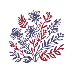 abstract hand drawn flower and leaf artwork with fine line details perfect for wedding decor and fashionable textile patterns

