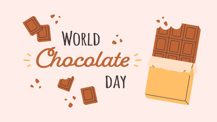 World Chocolate day. Cute sweet chocolate bars. Vector illustration for poster, banner, advertising, invitation, flyer, card
