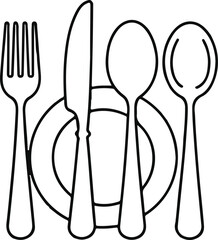 Fork knife and plate icon. vector design