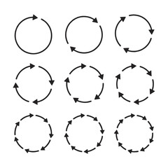 Circle Arrow icon set vector illustration, refresh, reload, Set of circle arrows rotating