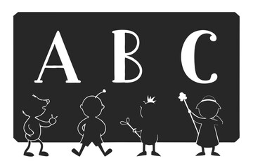 Chalkboard with ABC silhouette vector illustration