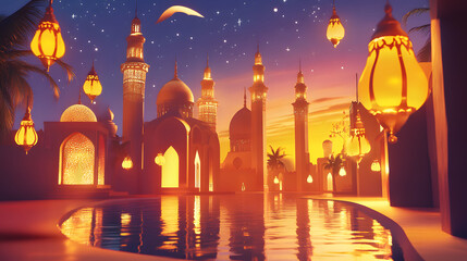 Ramadhan Kareem Decoration,background illustration