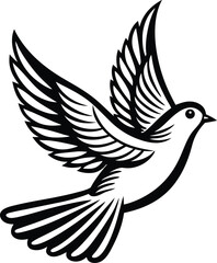 Obraz premium Dove of peace vector illustration shows a flying bird, a symbol of peace with a wing feather design