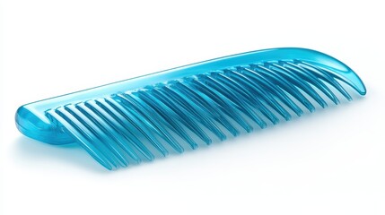 A plastic comb isolated on a pure white background, realistic lighting and shadow, ideal for cut-out and compositing