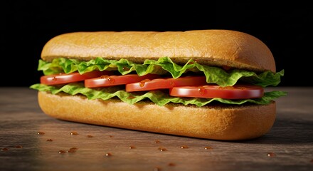 Sub Sandwich on Wooden Table