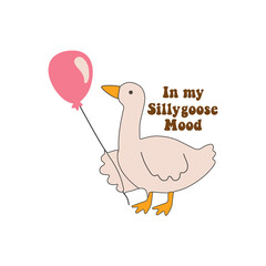 silly goose designs for t shirt design printing vector illustration with fonts	