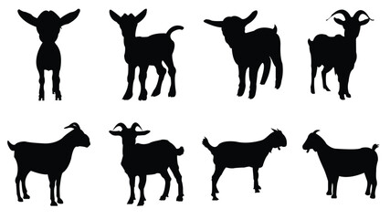 Goat Silhouettes Bundle - Farm Animal Vector Graphics Set