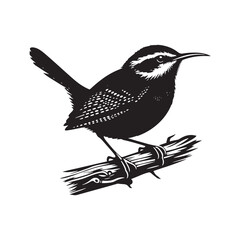 Carolina wren Vector Silhouette - Carolina wren Minimal ART - Illustration of Carolina wren.